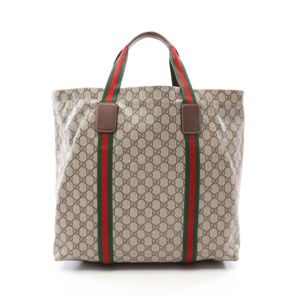 Gucci GG Supreme Sherry Line Tote Bag Handbag, Coated Canvas Leather, Men's, ...